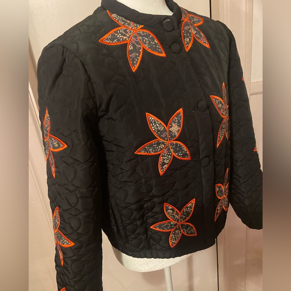 Quilted Floral Black Jacket -Medium